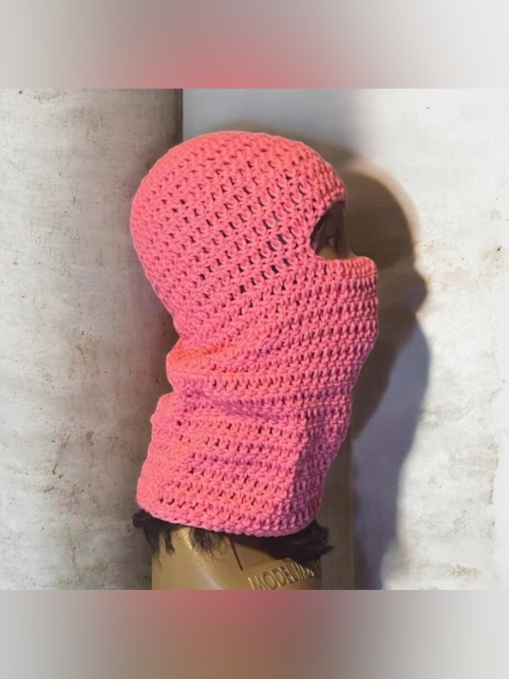 Pink Handmade Crochet Balaclava - Picture 3 of 4